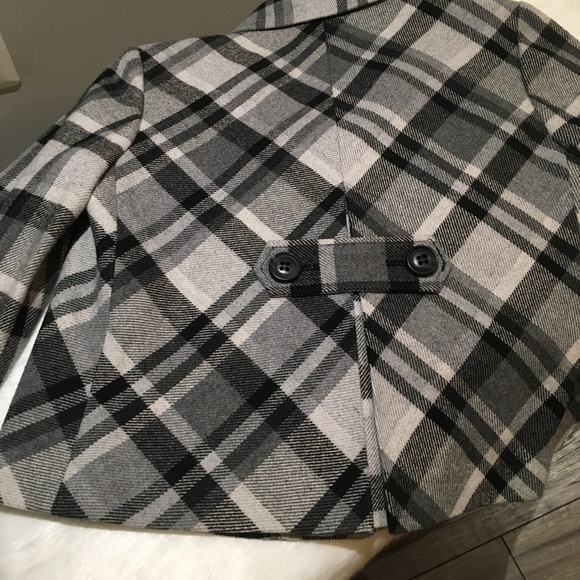 Nine West Black and Gray Plaid Wool Swing Coat - Picture 6 of 7